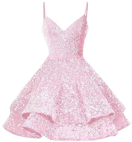 Sequin Homecoming Dresses 2025 Spaghetti Straps Short Prom Dresses Sparkly A Line Cocktail Gowns Comfy Elegant Light Pink