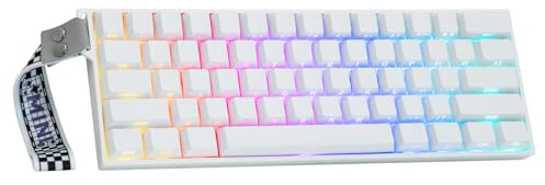 MechLands Aula Mini60 HE Pro - Teclado inalámbrico efecto Hall, 4000 mAh, SOCD y DKS, teclado magnético para juegos con disparador rápido y accionamiento ajustable, retroiluminación RGB (blanco)