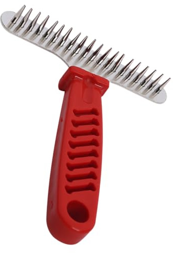 Mobestech Ergonomischer Hunderechen zur Fellpflege mit Rostfreiem Metallkamm und Rutschfestem Griff für Sanfte Entfilzung von Unterwolle bei Mittelgroßen Hunden