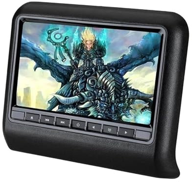 9 Inch Car Headrest Monitor Rear Seat Entertainment System DVD Video Player AV Display Support USB SD FM 32 Game(Black)