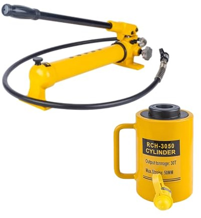 Martinetto idraulico da 20 tonnellate con pompa manuale CP-700, cilindro idraulico cavo a semplice effetto, in grado di spingere e tirare(30T-2in Stroke+CP-700 Hand Pump)