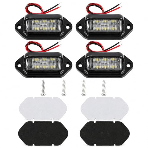 4 lampes LED pour éclairage de plaque d’immatriculation - Feux arrière étanches 6SMD pour véhicules 12V/24V - Compatible avec camions, caravanes et remorques - Éclairage puissant et écoénergétique