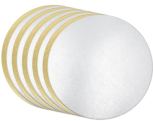 ReaJoys Cake Board Tortenunterlage Rund 20 cm, 10 STK Tortenplatte Pappe Gold Silber Tortenboden Tortenunterlage Cakeboard Rund 2mm