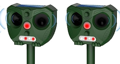 funfunfly 2X Repelente Ultrasónico de Gatos de Plagas Solar Impermeable,Ultrasónico Ahuyentador con Sensor de Movimiento PIR de Alta Sensibilidad