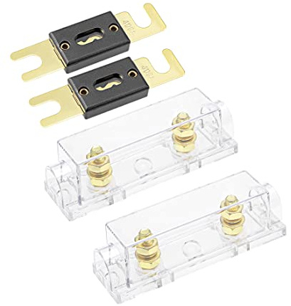 sourcing map ANL Lot de 2 porte-fusibles avec fusible 400 A CC 32 V pour amplificateur audio de véhicule automobile avec couvercle isolé transparent