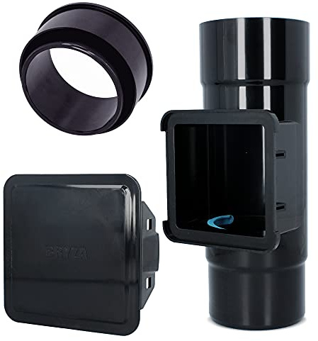 BRYZA® Fallrohrfilter Ø DN 110 mm Reinigungsrohr mit Sieb + Kurze Reduzierstück Ø DN 110 mm/90 mm Graphit Set | Regenrohfilter Mit Laubfang Für Dachrinnen Fallrohr + Übergang Adapter Reduktion