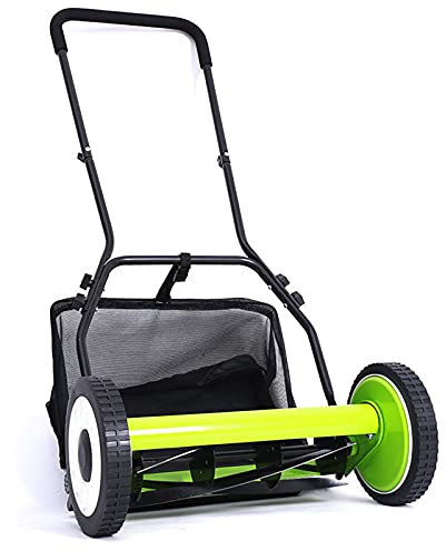 Tosaerba con Bobina A Spinta da 16 Pollici, Tosaerba Manuale con Raccoglierba, Altezza di Taglio Regolabile, Sarchiatrice per Giardino Domestico