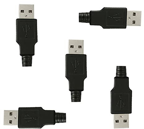 5 Sets USB Type A 4 Pin Male Jack Connector Adapter Plug Socket Connector Solder Welding Plate for DIY USB Power Supply Breadboard