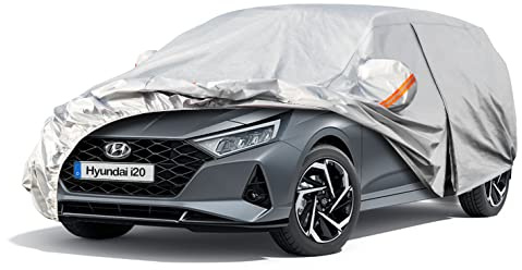 Kayme Autoabdeckung Wasserdicht Atmungsaktiv Passend für 2009-2024 Hyundai i20, Vollgarage Autoplane für Regen Sonne Staub Schutz, Auto Abdeckplane Faltgarage Abdeckung im Winter(3-7 Tage liefern)