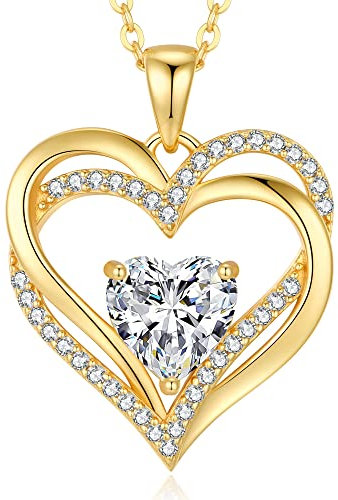 CDE Kette Damen Herzkette 925 Sterling Silber Geburtsstein Halsketten Schmuck Herz Anhänger Weihnachten Valentinstag Muttertags Geschenk Hochzeit Jubiläum Geburtstag Frau Freundin Mama