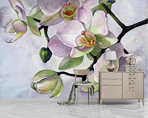 Papier Peint Panoramique Peinture À L'Huile De Lilas D'Orchidée De Papillon Papier Peint Intissé 3D Murale Tableaux Muraux Tapisserie Salon Chambre