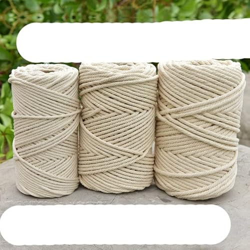 chlzekai 3 mm 4 mm 5 mm 6 mm Makramee-Seil gedrehte Schnur aus Baumwolle für Makramee, handgefertigt, natürliches beiges Seil, Heimwerker-Hochzeitszubehör, Geschenk, 8 mm, 25 m