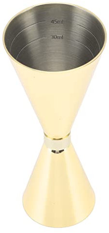 Bar Jigger, 1 oz/2 oz Cocktail Jigger für Bartending Double Jigger Japanischer Jigger Cocktail Messbecher Shot Measure Jigger Likörmesser mit Messungen im Inneren(Gold)