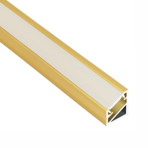 LED ALU Eck Profil,LED Schiene,Alu Leiste ECKE (16x14mm) in Gold mit Abdeckung (2m Profil mit Abdeckung Matt)