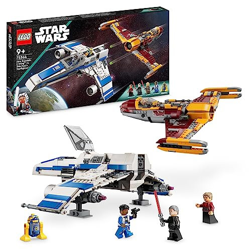 LEGO 75364 Star Wars New Republic E-Wing vs. Shin Hatis Starfighter, Set der Ahsoka-Serie mit 2 Spielzeug-Fahrzeugen, Droiden-Figur, 4 Minifiguren und 2 Lichtschwertern
