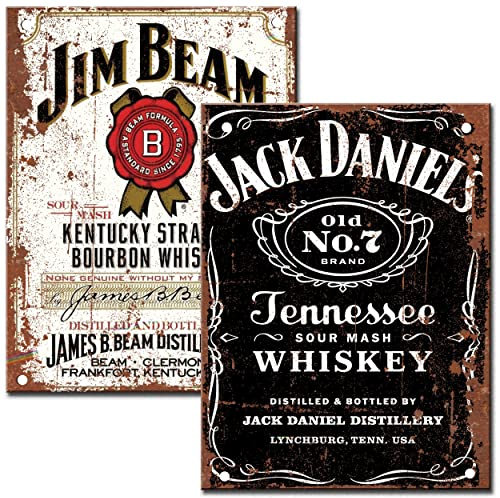 Swift Gift UK Set of 2 Bar Signs - Home Pub Fixings Included for Outdoor Garden Bar Beer Wall Plaque Man Cave Gift Metal Signs 20cm x 15cm