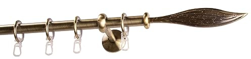 Garesa Gardinenstange Esperanca Ø 16mm, 1-läufig, Messing, antik I Rustikale Vorhangstange inkl. Ringe + Faltenlegehaken I Mit Endknopf Modern I Wandmontage I 350cm