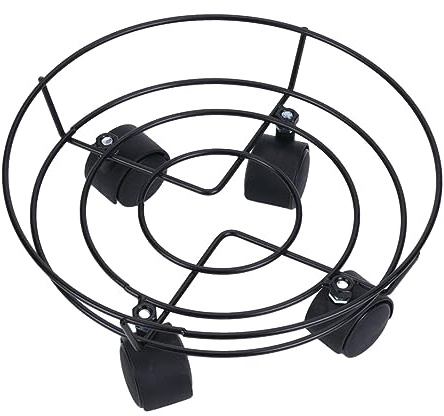 F Fityle Supporto per Piante in Metallo con Ruote, Carrello Porta Fiori per Piante in Vaso in Ferro Resistente con Ruote girevoli Attrezzi da Giardino per, 25 cm