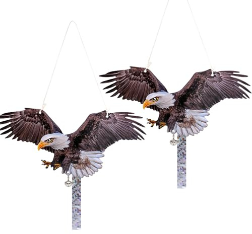 2PCS Fake Owl Hanging Owl to Keep Birds Away Reflective Hanging Bird Decoration with Reflective Tape Effective Bird Control Device to Keep Birds Away from Outdoor Garden Yard