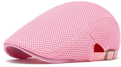 meioro Casquettes Plate pour Homme, Chapeau D'été en Maille Respirante Vintage Gatsby Casquette de Bérets, Beret Réglable Ivy Hat Hommes ou Femmes, Gavroche Newsboy Flat Cap Ete (Rose,Taille Unique)