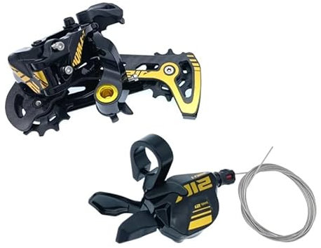 RaamKa Fahrrad Schaltwerk AT12 MTB Fahrrad Groupset 1X12Speed ​​Trigger Schalthebel und Schaltwerk Schaltwerke (Color : AT12 SL-RD Gold)