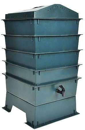Gecheer Wurm Farm 4 compresse con materiale per lettiera, compostiera per vermi, 42 x 42 x 60 cm, con 4 piani e letto a lumache, plastica HDPE
