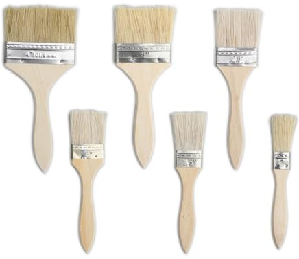 JCUGSBS Set de pinceaux Plats 6 pièces, Largeur 1 Pouce, 1.5 Pouce, 2 Pouce, 2.5Pouce，3 Pouce，4 Pouce，Ensemble de pinceaux à Peindre avec Manche Bois