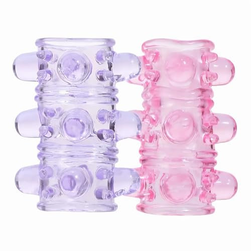 Female Sex Toy Finger Sleeves,2Pcs G-Spot Clitoral Stimulator Silicone Finger Sleeve Vagina,Soft Penis Piercing Ring Sex Toy Stimulation for Women Vaginal Anal Couples Pleasure Gifts,Pink+Purple