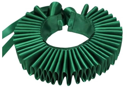 JUNNASALIKER Collier ras du cou rétro élisabéthain à volants en satin Clown Cosplay Collier ras du cou écharpe, Vert, S-L