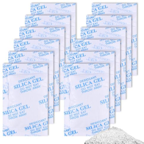 12 Pezzi Essiccante Ricambio per Distributore Automatico Cibo per Gatti Cani, 25g Essiccante in Gel di Silice Bustine, Assorbitore di Umidità Mantiene il Cibo per Animali Asciutto e Fresco