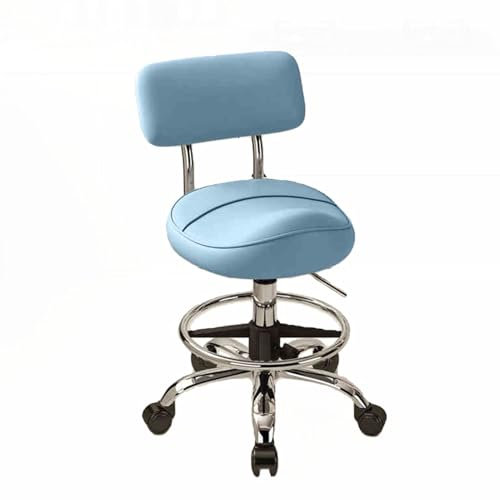 Sattelhocker, drehbarer, Verstellbarer Rollhocker aus PU-Leder mit höhenverstellbarer Rückenlehne von 53–73 cm, ergonomischer Rollstuhl für Zahnarzthelfer/Tätowierer (Farbe: 4)