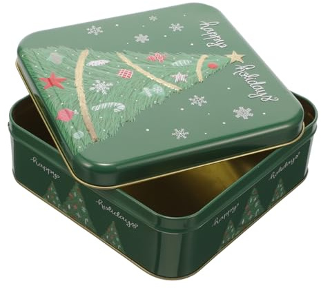 Levemolo Caja de Obsequio de Navidad Lata de Galletas Navideña Tapa Caja de Hojalata para Regalar para Almacenar Galletas Chocolates y Dulces Fiestas de Navidad