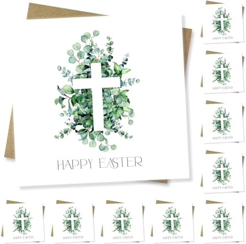 Punkcards - Feiern Sie die wahre Bedeutung von Ostern, Packung mit 10 religiösen Osterkarten mit Kreuz-Design