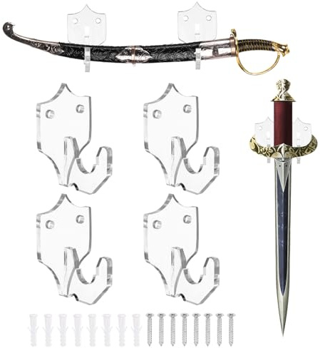 sourcing map Schwerthalter, Wandhalterung, Schwert-Regale, Acryl, Wand-Schwertaufhänger mit Montagewerkzeugen für Messer, Kampfsport, Schwert-Platzierung, transparent, 4 Stück