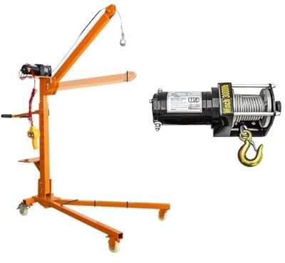 MYVVKIA Manueller Kran, elektrischer Fahrzeughebezeug für den Haushalt, mobiler tragbarer Kleinkran (Batterie anschließen, 24 V, 500 kg)