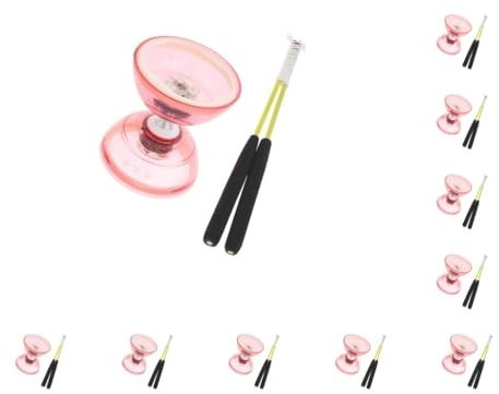 Juego de 10 luces de triple rodamiento para diábolo con cuerda de palillos de mano de alto rendimiento y malabares entretenidos rojo chino 13 cm
