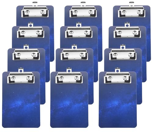 Filhome 12 Stück Mini Klemmbrett 10X15CM Klein Schreibbrett Clipboard Mappe mit Metalklemme für loses Papier Zwischenablage für Hotels, Bar, Büro, Restaurant