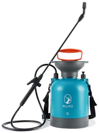 Tragbarer Pumpdruck Gartensprüher 0,79 Gallonen/3L Rasen und Garten Tragbares Sprüher mit Druckablassventil/Drehbare Sprühlanze/Verstellbarer Schultergurt im Rasen Hof Unkraut