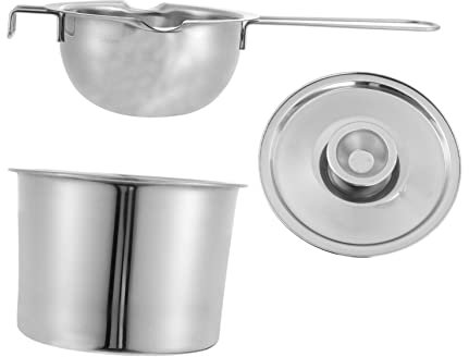 POPETPOP Stainless Steel Chocolate Melting Pot Lid 16cm Butter Melting Pot Milk Heating Utensil Double Boiler for Baking and Cooking