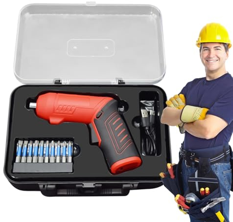 Kit de taladro inalámbrico, taladro eléctrico de mano, herramienta de mano portátil recargable, mango de doble posición, destornillador pequeño compacto para reparación del hogar