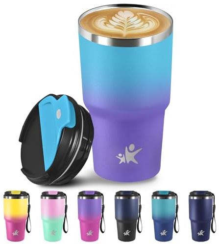 Grsta Termo Cafe 20oz, Vaso Termico, Taza Termica, Cuerda Removible, Vaso Termo Aisladas Con Tapa a Prueba de Fugas, Vaso Termico Cafe Hermético para Café Frío y Caliente, Leche y Té