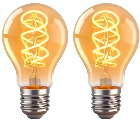 MLOQI 2 Stück E27 LED Vintage Glühbirne, 4W, 2200K,A60 Retro Warmes Gelb LED Birne, LED Lampe