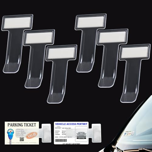 XIYING 6 Pcs Parking Permit Holder for Car Windscreen, Permit Holder for Car Windscreen, Transparent Parking Ticket Clip for Van and Caravan Windshield