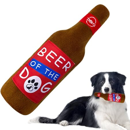 Jouets Pour Chien Qui Couinent - Jeu Interactif Bouteille De Vin,Jouet en Peluche pour Chien | pour Mâchonnement Stimulation Mentale Activité Physique Intérieur Extérieur Caisse Enrichissement