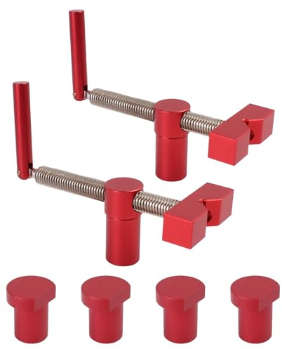 2 Stück Holzbearbeitung Bankhaken, 20mm Tisch Werkbank Klemme mit 4 Stück Bank-Hunde, Niederhalter Werkbank Klemme, Edelstahl Tisch Hobel Stop Bank Hunde für 20mm Loch