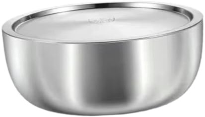 LIXSAZSE Recipiente de acero inoxidable sin esfuerzo, apto para cocinar, lavar, almacenar, empanizar, soporte para platos. Recipiente de acero inoxidable con, Plata, 26CM