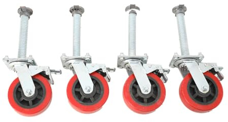 Cozyel Ruote Per Carrello Industriali 4 Pezzi Ø150 mm, Ruota Con Freno, Rotazione 360°, Portata Totale 500 kg, Acciaio Zincato, Per Mobili Ufficio Magazzino