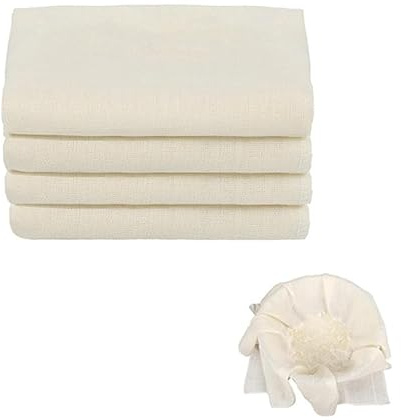 4 Pcs Ultra Fine Filter Reusable Cheese Cloth, 50×50 cm / 19.7×19.7 inch Food Grade Washable Durable Lint-Free Cotton Strainer for Cheese, Yogurt, Nut Milk, Tofu, Cold Brew Coffee, Baking and Cooking