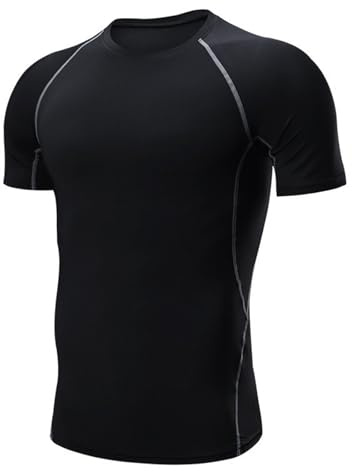 Fjquamitix Mens Short Sleeve Rash Vest Sun Protection Quick Dry Swimming Shirts Watersport Base Layer Rash Guard for Surfing Swimming Fishing