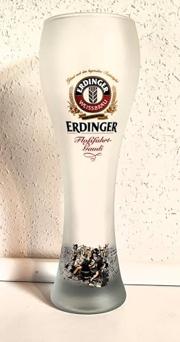 Erdinger / Bierglas/Weißbierglas/weiß satiniert/Floßfahrt-Gaudi/Gaudi-Duo/mit Karton